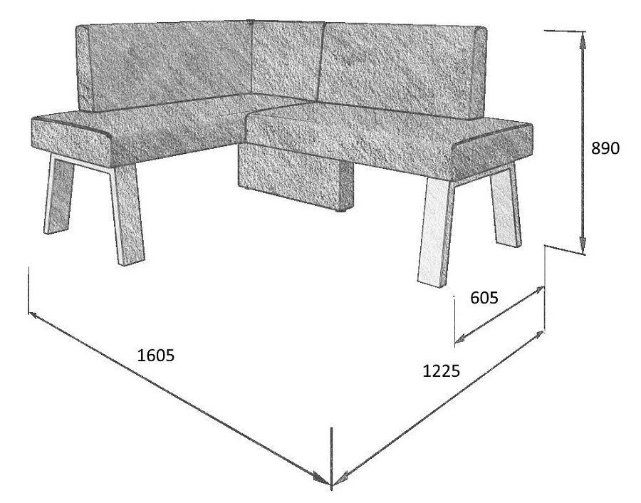 Диван кухон. Alto 120-158 L 5 1225*1605*810 - фото 4