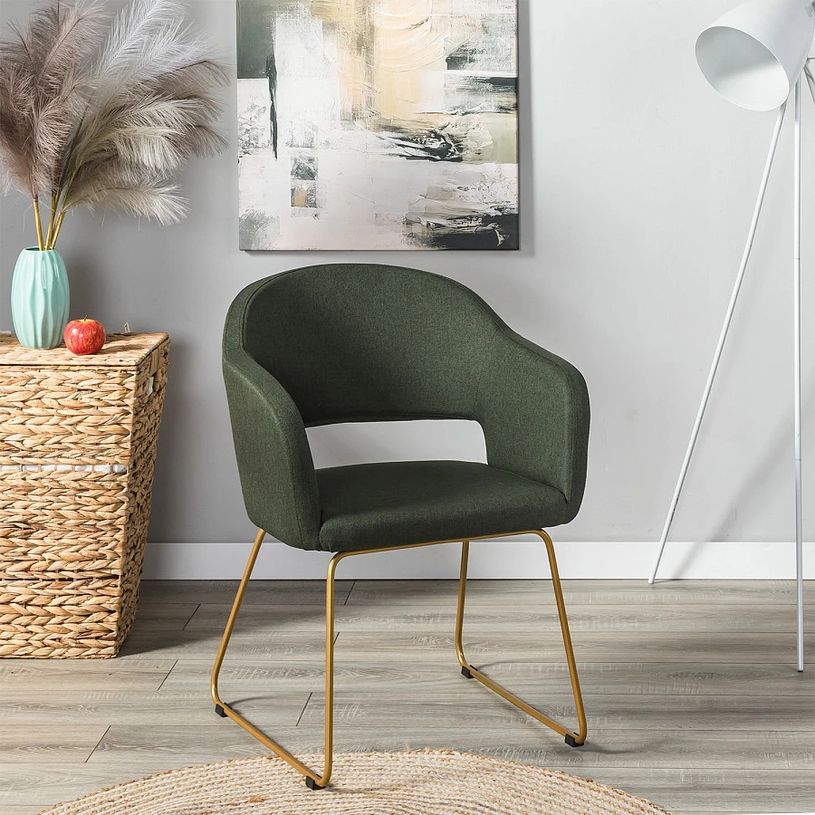 Кресло Oscar тёмно-зеленый/Линк золото - фото 6