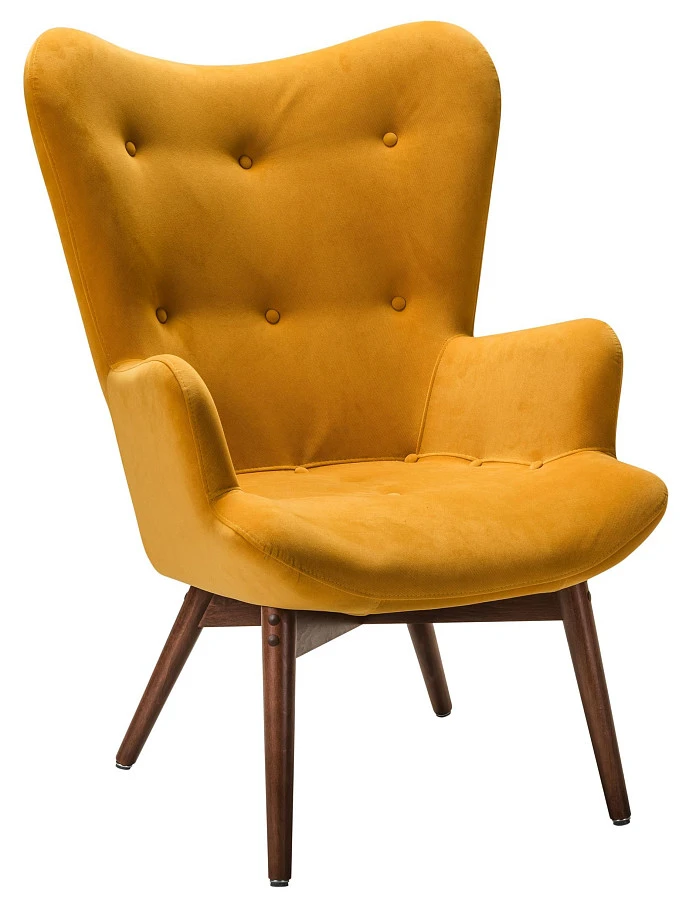 Кресло Хайбэк желтый/т.орех