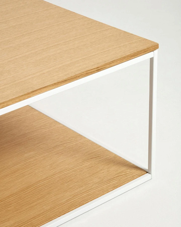 Журнальный стол Yoana шпон/белый металл 80x80см - фото 4