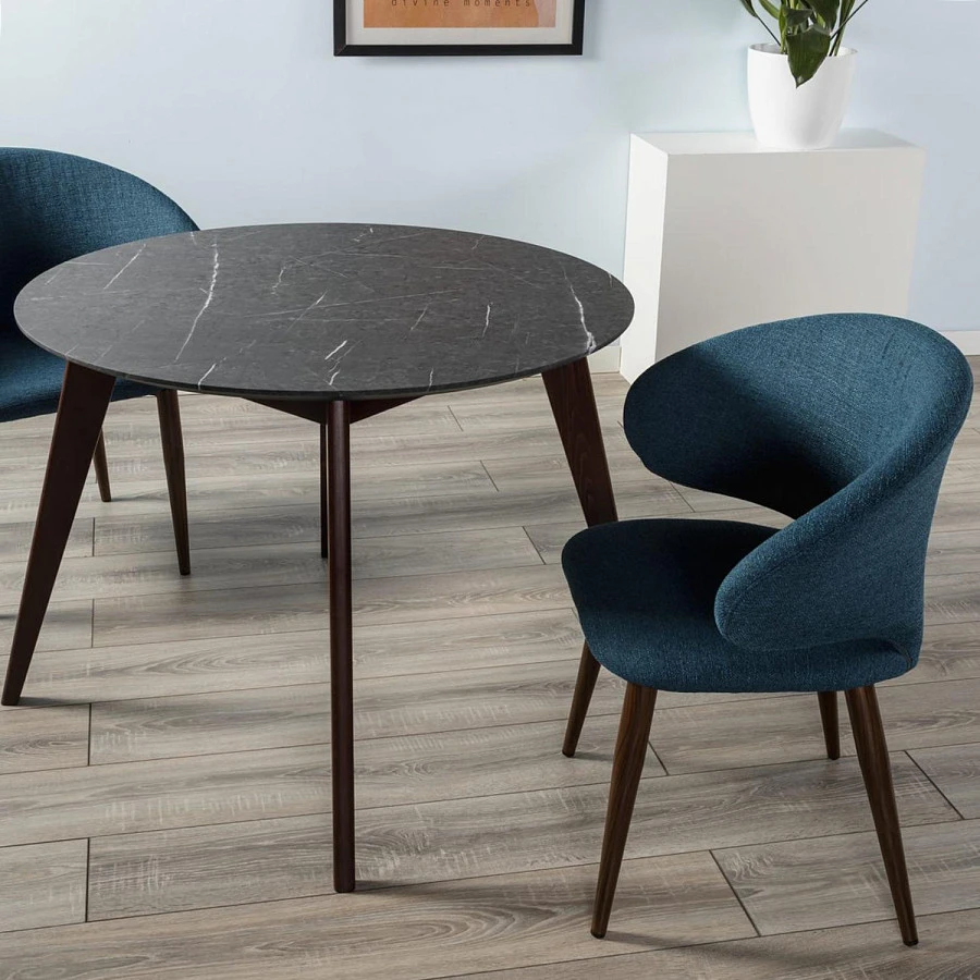 Стол Лунд круглый д.860 мрамор графит/темн.орех - фото 7