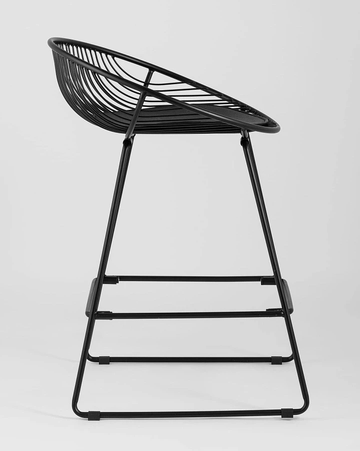 Стул полубарный UFO черный с черной подушкой - фото 3