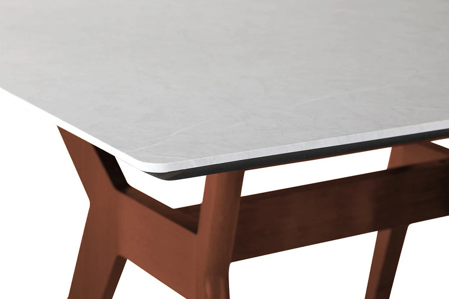 Стол Нарвик 960*960 мрамор Бьянко Темный орех - фото 4