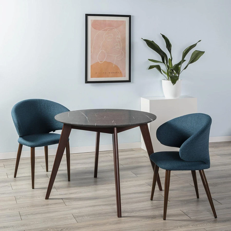 Стол Лунд круглый д.860 мрамор графит/темн.орех - фото 6