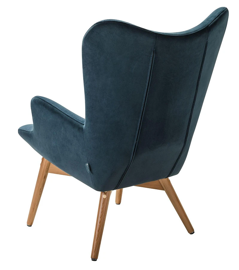 Кресло Хайбэк синий/нат.бук - фото 4