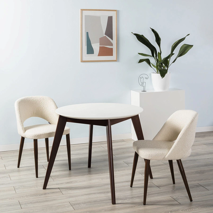 Стол Лунд круглый д.860 Белый Темный орех - фото 6