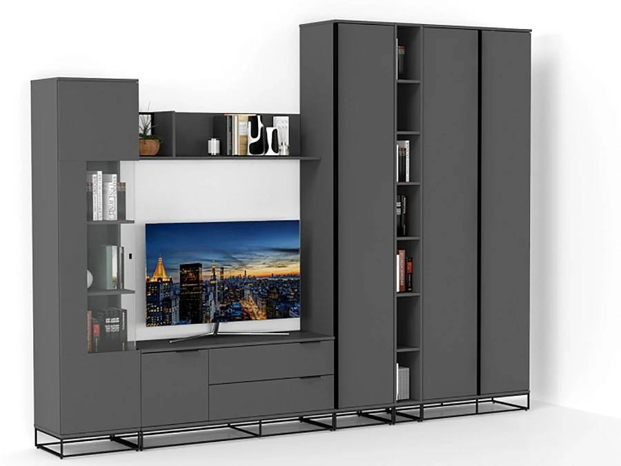 Шкаф двухстворчатый City графит/40см - фото 6