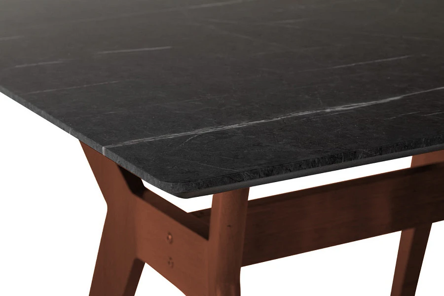 Стол Нарвик 960*960 мрамор Графит Темный орех - фото 4