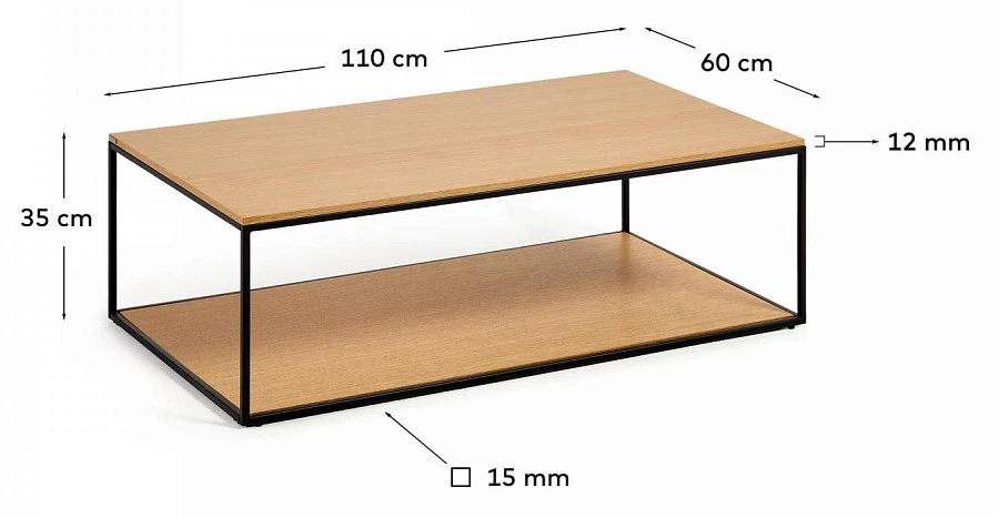 Журнальный столик Yoana шпон/металл 110x60см - фото 2