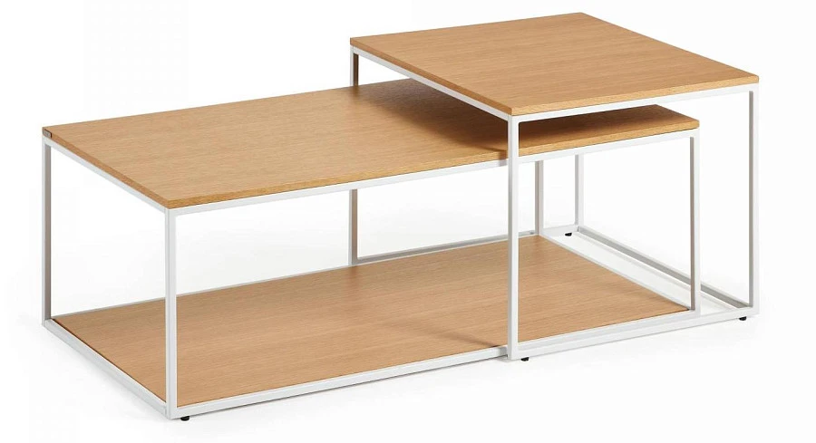 Набор 2 журнал.стола Yoana шпон/белый 80x80см