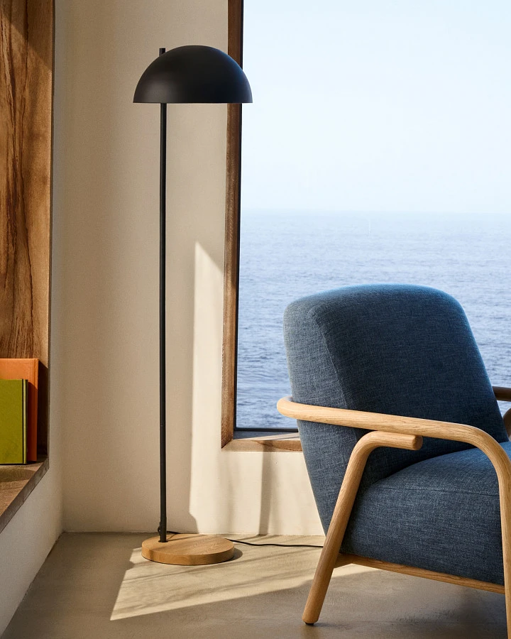 Торшер из дерева ясеня Catlar и металла черный - фото 2