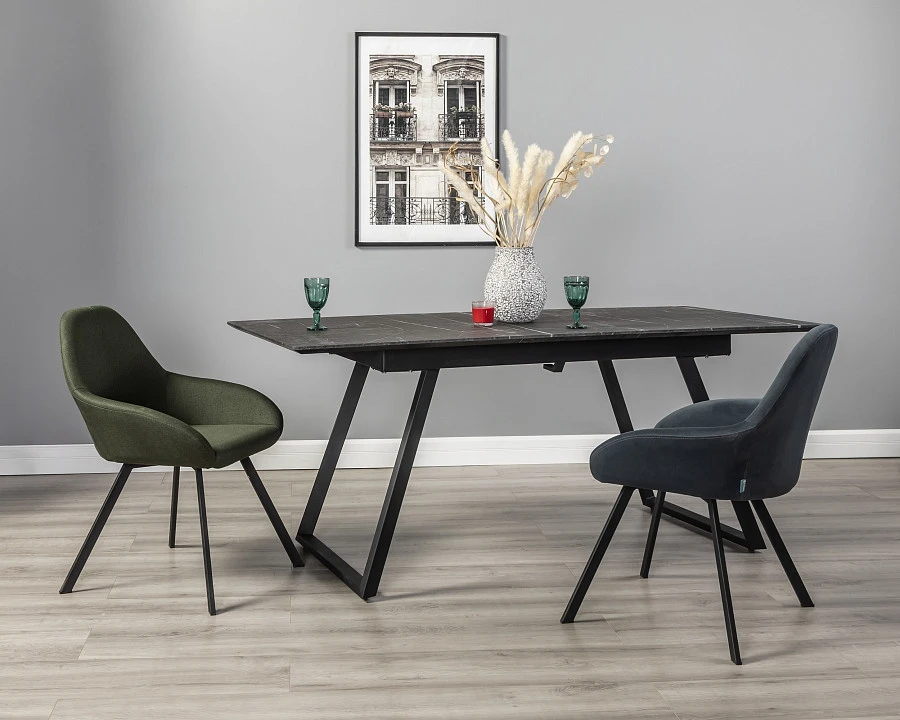 Стол Пеле раздвиж. 120-160 Темный мрамор/Бабочка - фото 11