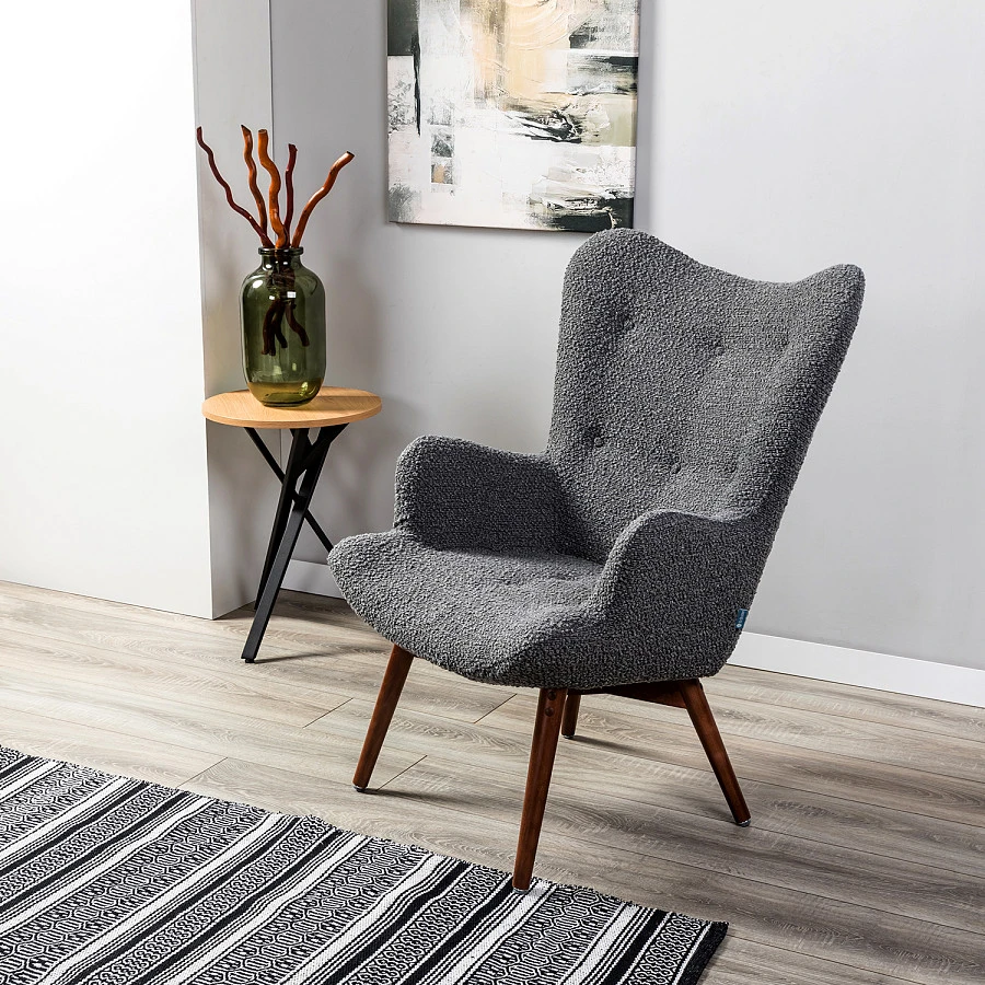 Кресло Хайбэк темно-серый/т.орех - фото 11