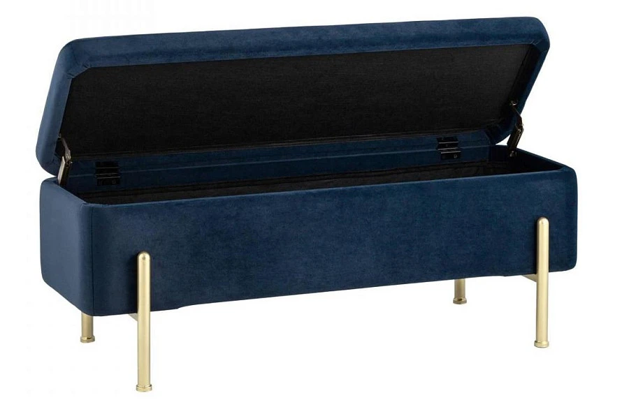 Банкетка Болейн с ящиком велюр синий - фото 3