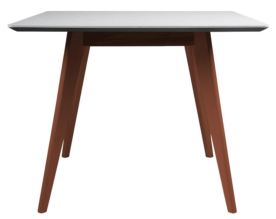 Стол Лунд 860*860 мрамор Бьянко Темный орех - фото 3