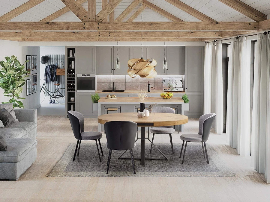 Стол обеденный Halmar MERCY раскладной (дуб золотой/черный)