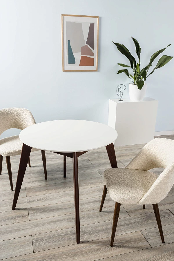 Стол Лунд круглый д.860 Белый Темный орех - фото 7