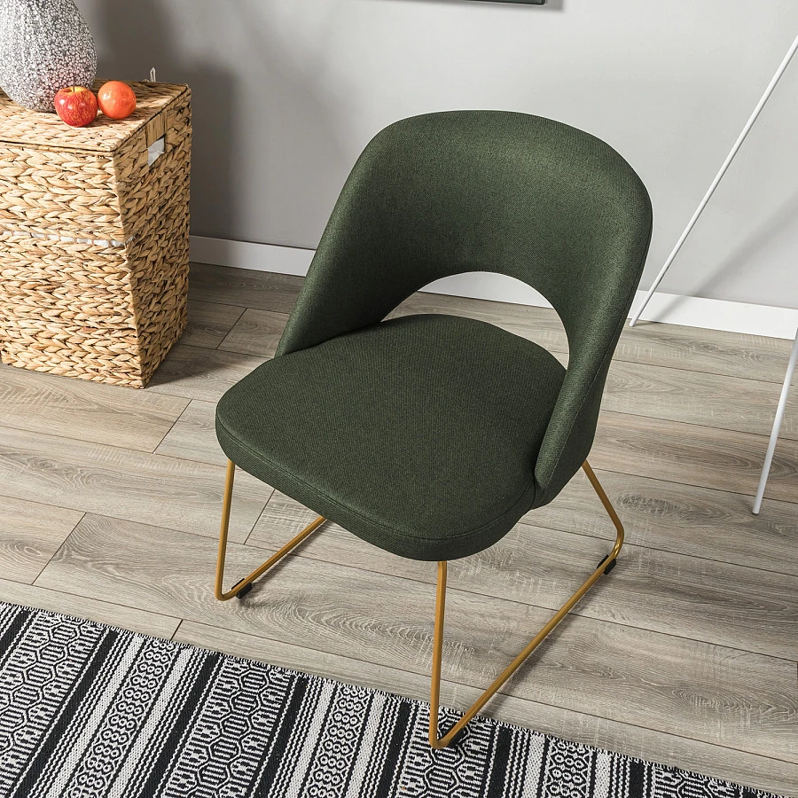 Кресло Lars тёмно-зеленый/Линк золото - фото 10