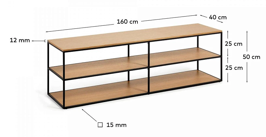 Тумба под TV Yoana шпон/металл 160x40см - фото 6