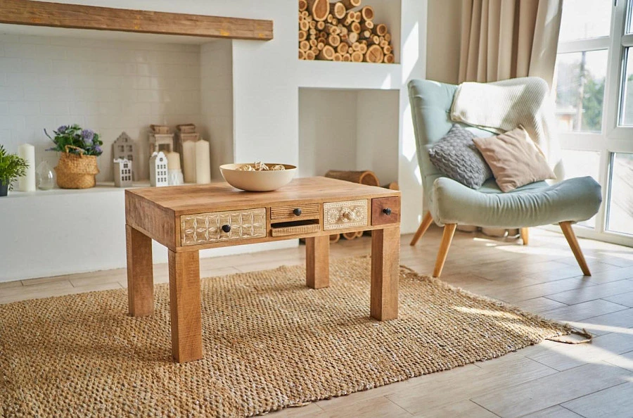 Журнальный стол из массива, ГОБИНД 5 ящиков - фото 7