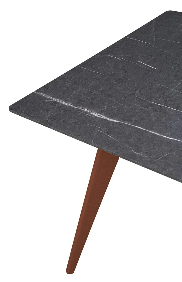 Стол Лунд 860*860 мрамор Графит Темный орех - фото 4