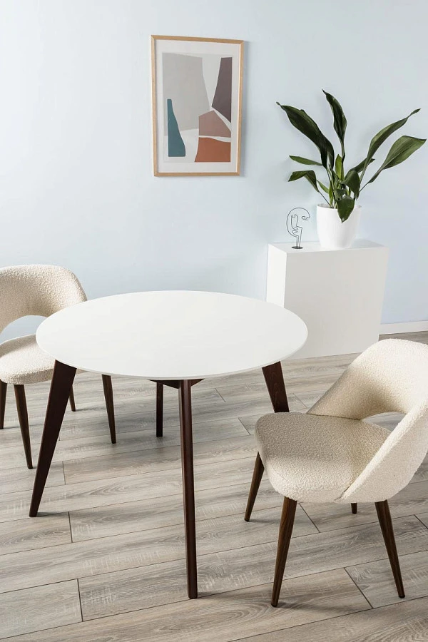 Стол Лунд круглый д.960 Белый Темный орех - фото 4