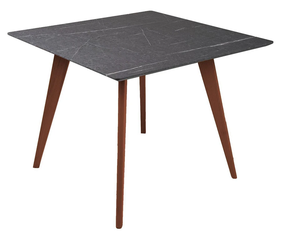 Стол Лунд 960*960 мрамор Графит Темный орех
