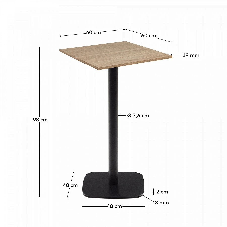 Dina стол меламин/натур. и чер.метал. 60x60x96 - фото 3