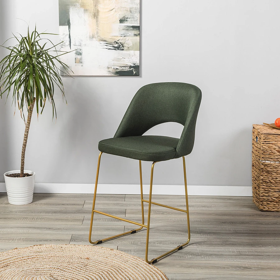 Кресло полубар Lars тёмно-зеленый/Линк золото - фото 6
