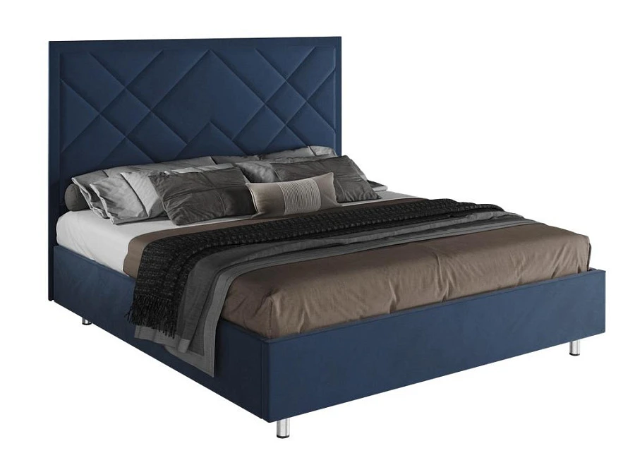 Кровать Палермо 200х200 тёмно-синего цвета