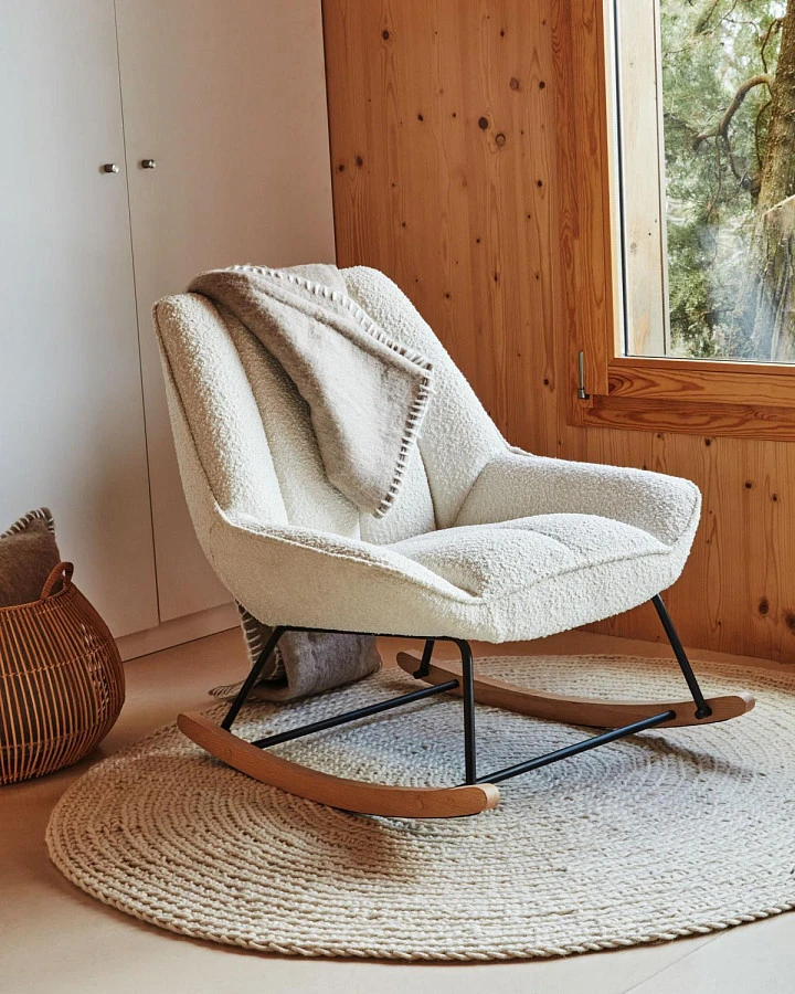 Кресло-качалка Marlina букле белый - фото 3