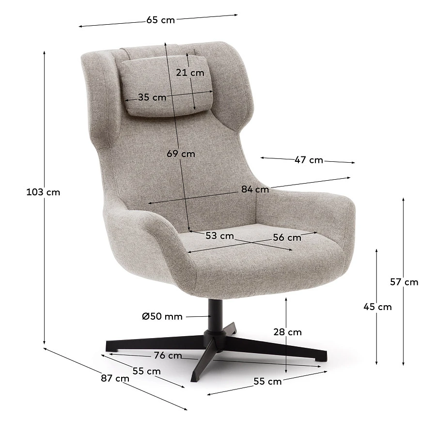 Zalina Вращающееся кресло с подлокотниками из бежевой синели - фото 7