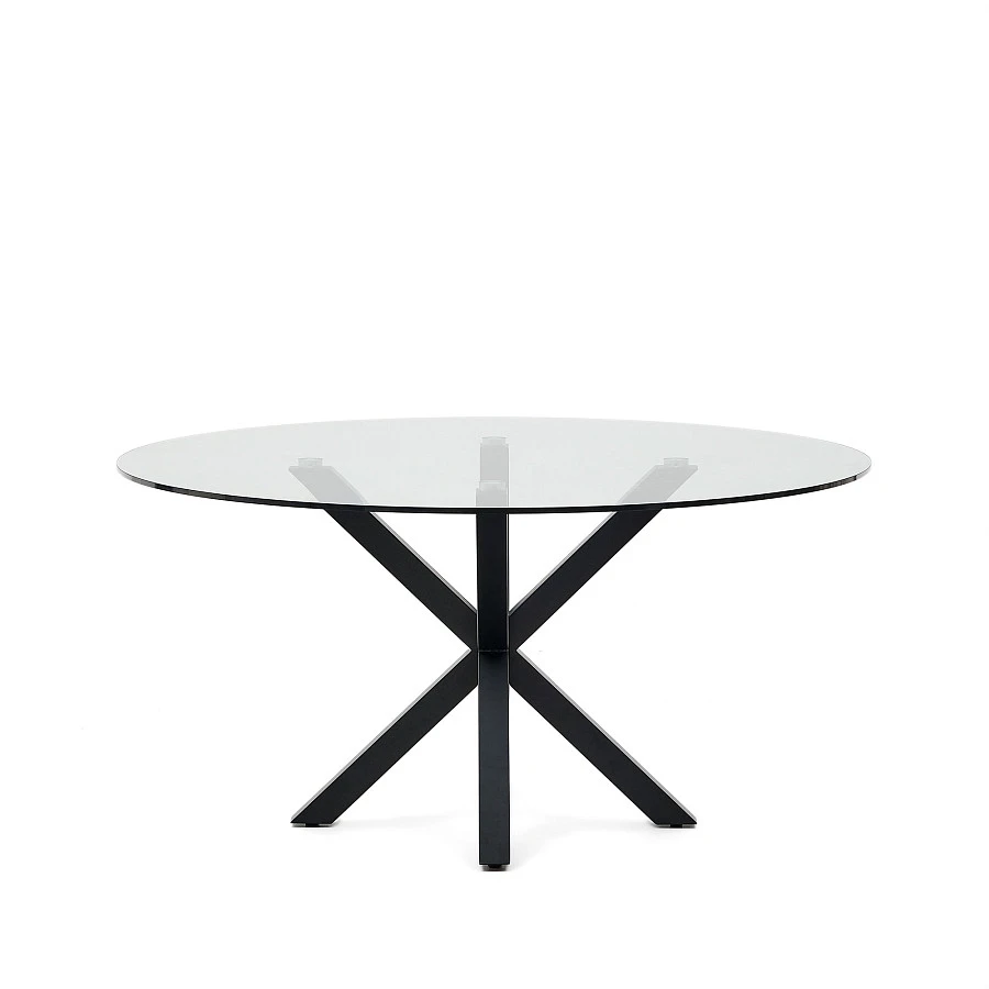 Круглый стеклянный стол Argo на стальных ножках с черной отделкой, Ø 150 - фото 3