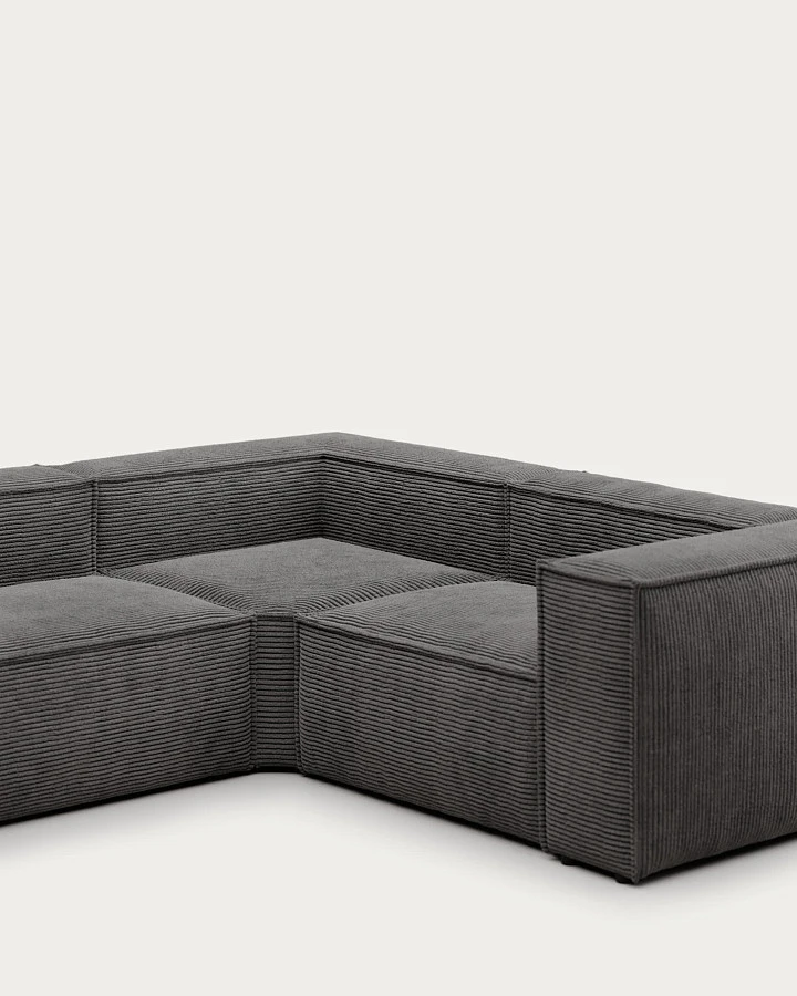 Угловой 4-х местный диван Blok серый вельвет 320 x 230 cm - фото 7