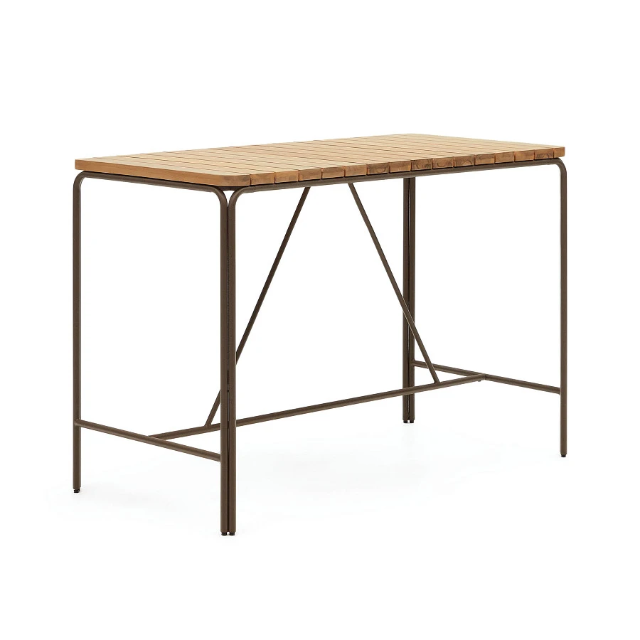 Salguer Барный стол из массива акации и коричневой стали Ø 140 x 70 см - фото 4