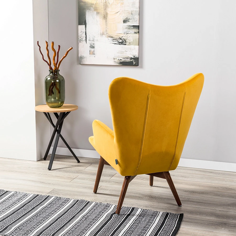 Кресло Хайбэк желтый/т.орех - фото 9