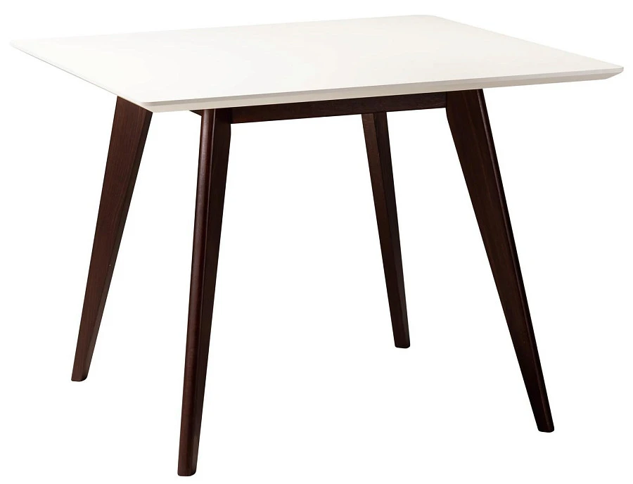 Стол Лунд 860*860 Белый Темный орех