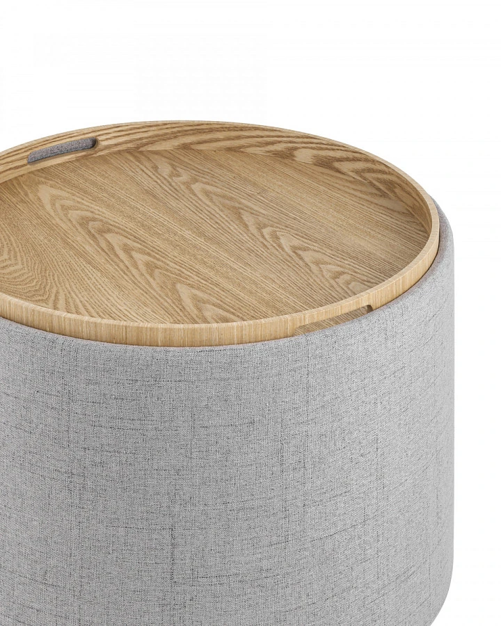 Пуф-столик с ящиком Хюгге L рогожка серый - фото 5