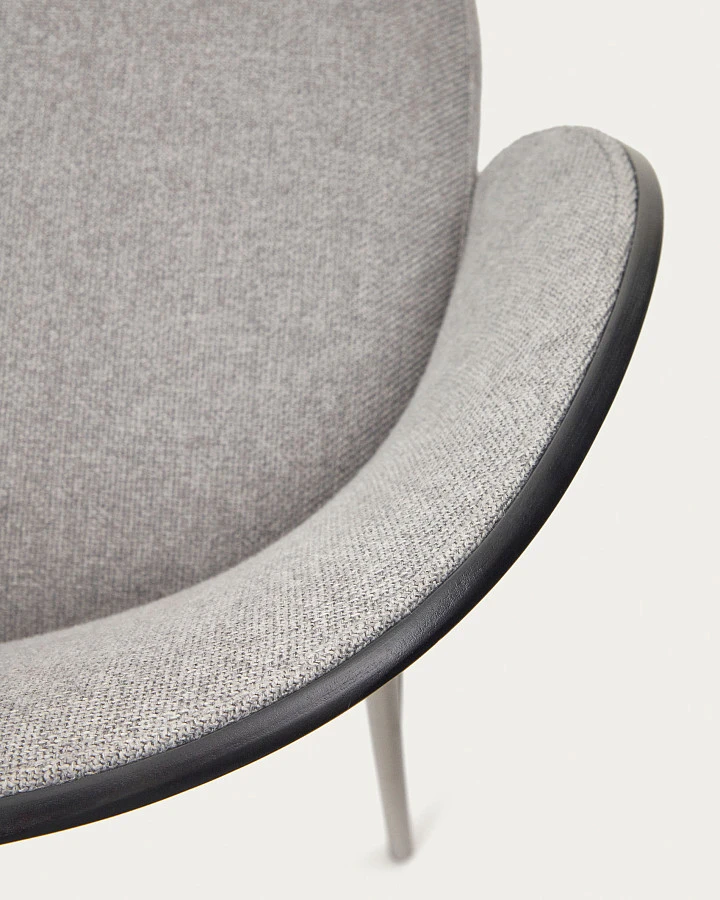 Барный стул Eamy светло-серый из шпона ясеня с черной отделкой - фото 11