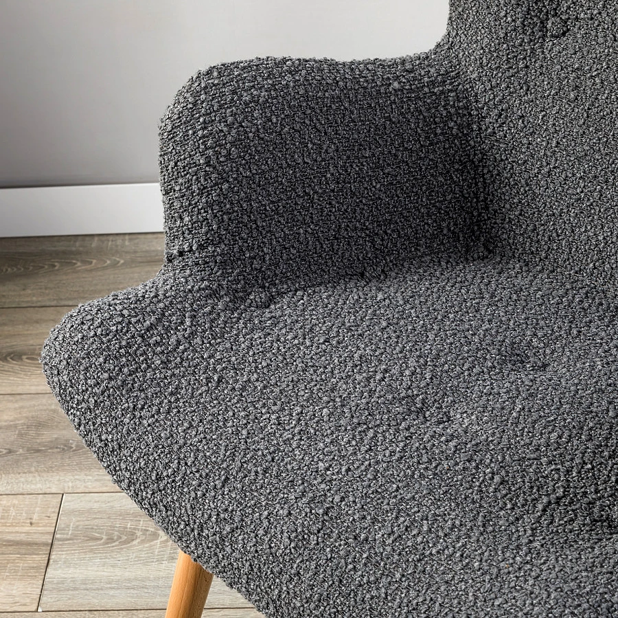 Кресло Хайбэк темно-серый/нат.бук - фото 14