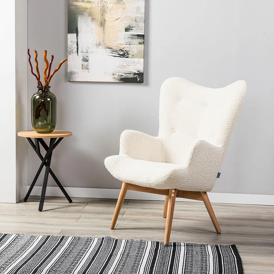 Кресло Хайбэк бежевый/нат. бук - фото 10