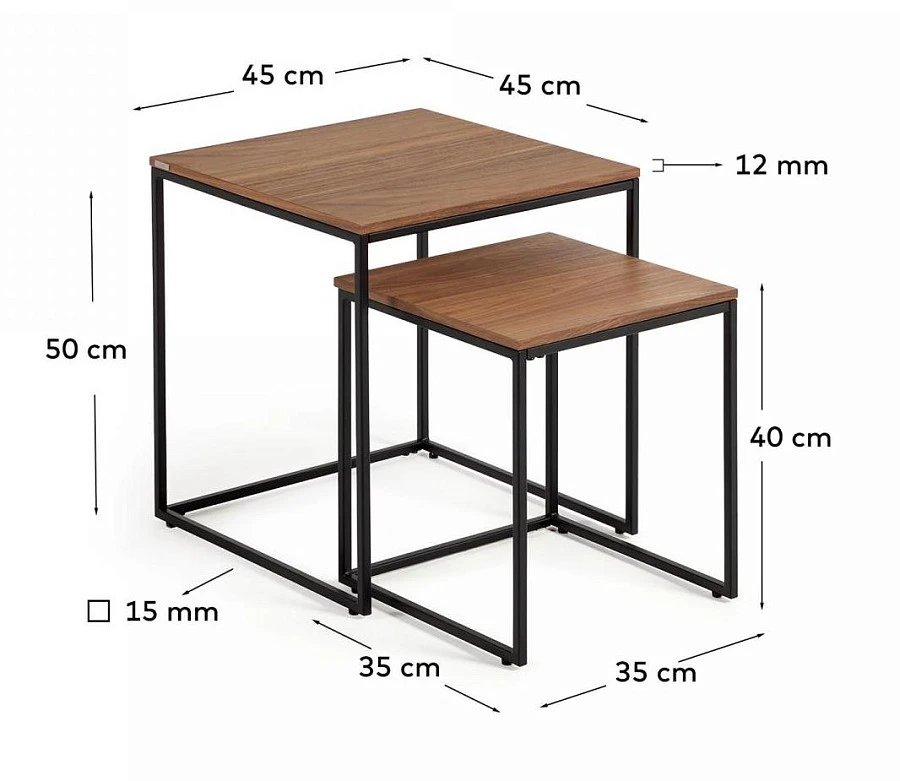 Набор из 2 пристав.столов Yoana шпон/металл - фото 2