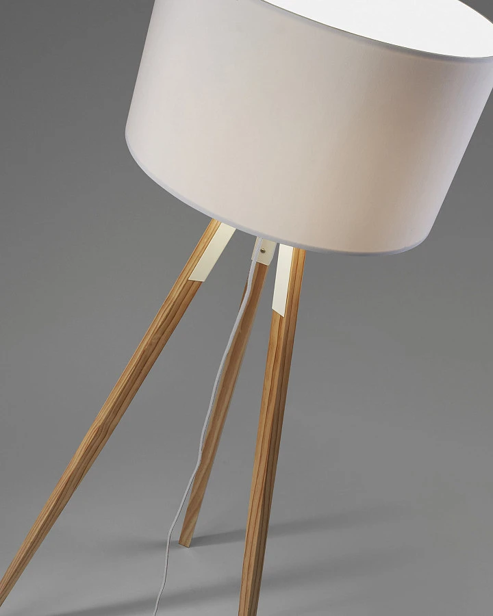 Торшер Uzagi белый и дерево - фото 7