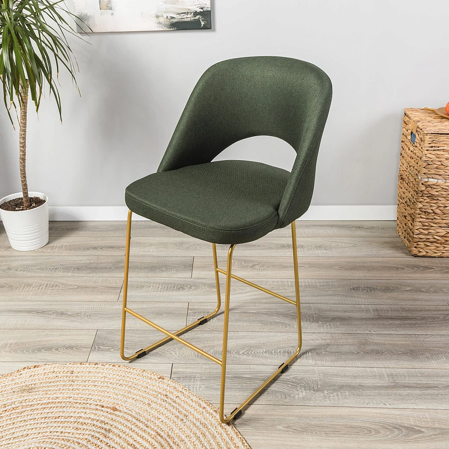 Кресло полубар Lars тёмно-зеленый/Линк золото - фото 9