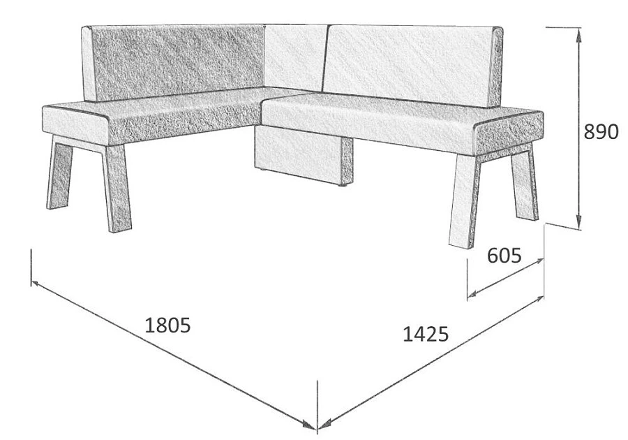 Диван кухон. Alto 140-178 L 32 1425*1805*830 - фото 2