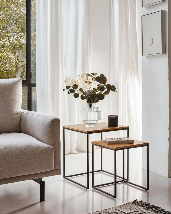 Набор из 2 столов Yoana  шпон/металл - фото 7