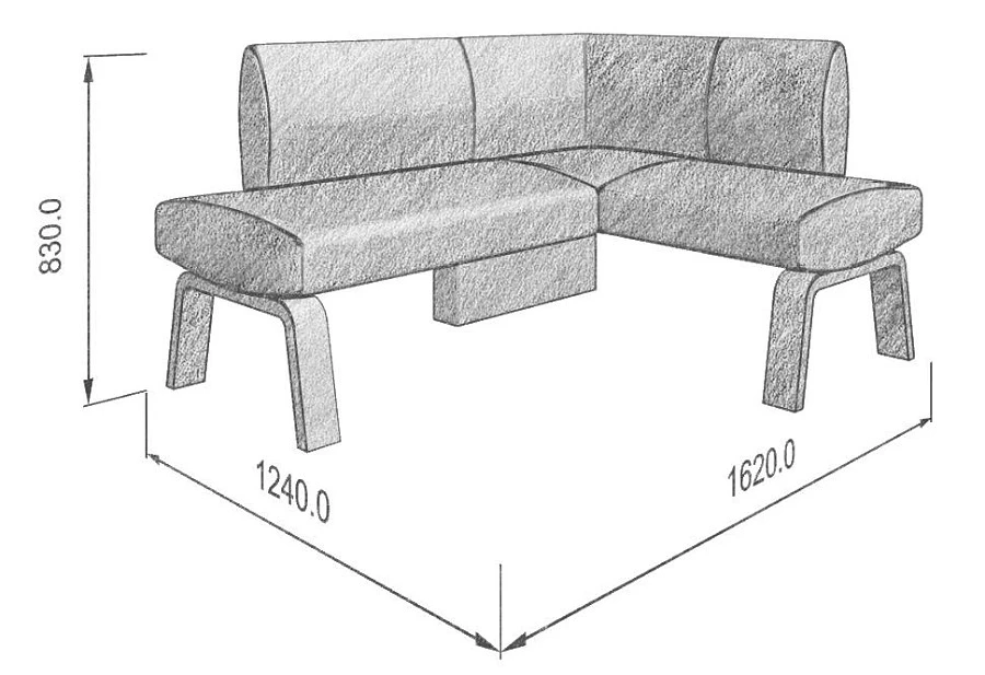 Диван кухон. Pride 158-120 R coffe 1620*1240*830 - фото 3