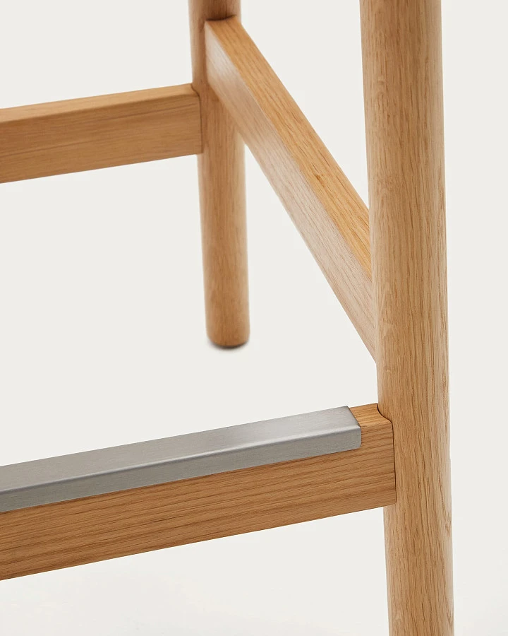 Yalia Табурет из дуба с натуральной отделкой и веревочным шнуром, высота 65 см - фото 8