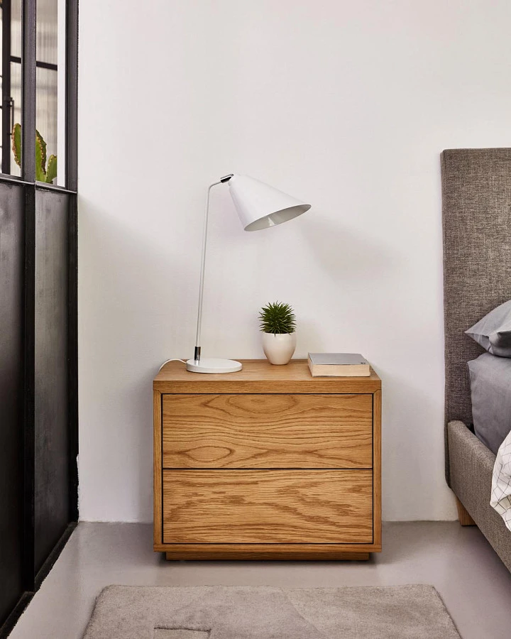 Прикроватная тумба Abilen шпон дуба /белый лак - фото 5