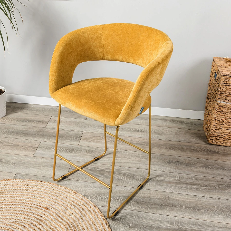 Кресло полубар Hugs желтый/Линк золото - фото 9